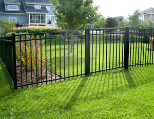 [75 Feet Of Fence] 6' Tall Black Ornamental Aluminum Flat Top Complete Fence Package