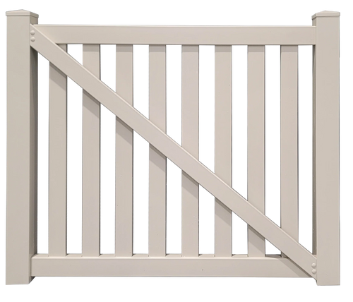 6' x 4' Sandstone Semi-Private Closed Picket Single Swing Vinyl Fence Gate (K-17)