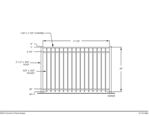 [50 Feet Of Fence] 6' Tall Black Ornamental Aluminum Flat Top Complete Fence Package