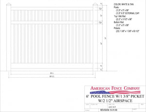 AFC-017   6' Tall x 8' Wide Pool Fence with 2-1/2" Air Space