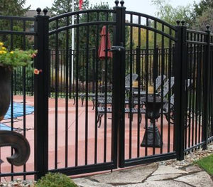 22' Aluminum Ornamental Double Swing Gate - Flat Top Series A - Over Arch