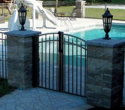 16' Aluminum Ornamental Double Swing Gate - Flat Top Series C - Over Arch