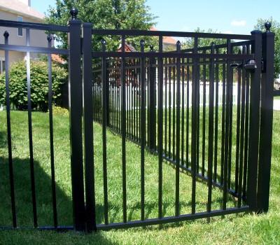 3-1/2' Aluminum Ornamental Single Swing Gate - Flat Top Series C - No Arch
