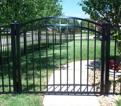 9' Aluminum Ornamental Single Swing Gate - Flat Top Series C - Over Arch