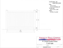 [300' Length] 4' Closed Picket K-17 Vinyl Complete Fence Package