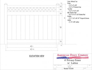 K-31   6' Tall x 8' Wide Privacy Fence with Lattice Accent