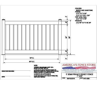 AFC-006   5' Tall x 8' Wide Semi Private Fence with 1