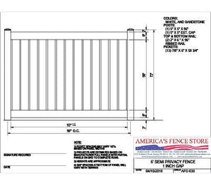 [350 Feet Of Fence] 6' Tall Semi-Privacy 1" Air Space AFC-030 Vinyl Complete Fence Package