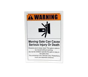 Warning Sign, Plastic, "Moving Gates"