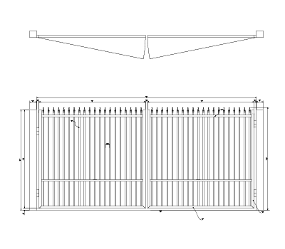 Flat Top Drive Gate with Quad Flare Finials - 20' opening x 6' height